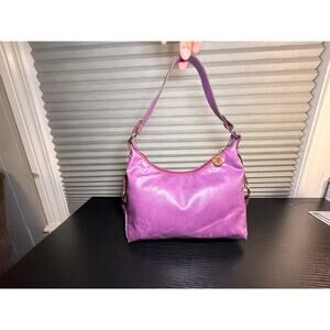 Tommy Hilfiger Purple Y2K Shoulder Bag Hobo Purse Faux Leather Silver Hardware